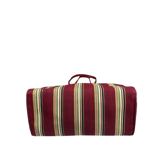Longaberger Holiday Christmas Gift Bag Holly Berry Poinsettia Striped Fabric 9" - Picture 3 of 9